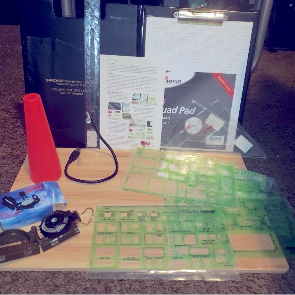 Forensics Crime Scene Kit with Green Templates